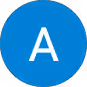 Blue circle with a white letter A centered inside.